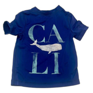 Old Navy 2T Swim Rash Guard Swim Shirt Blue Cali Whale Toddler Swim Wear